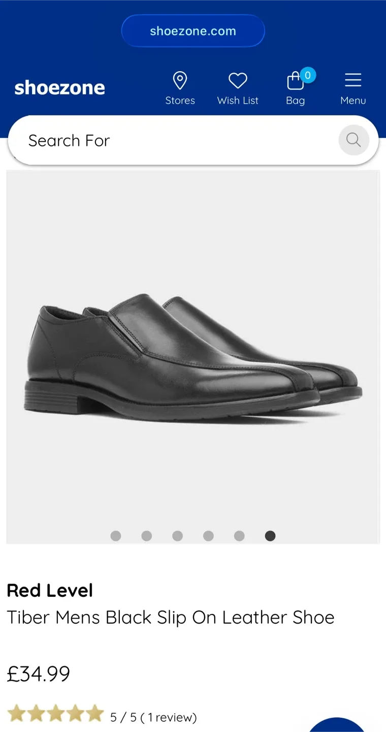 Black Leather Slip-On Dress Shoes Size 8M