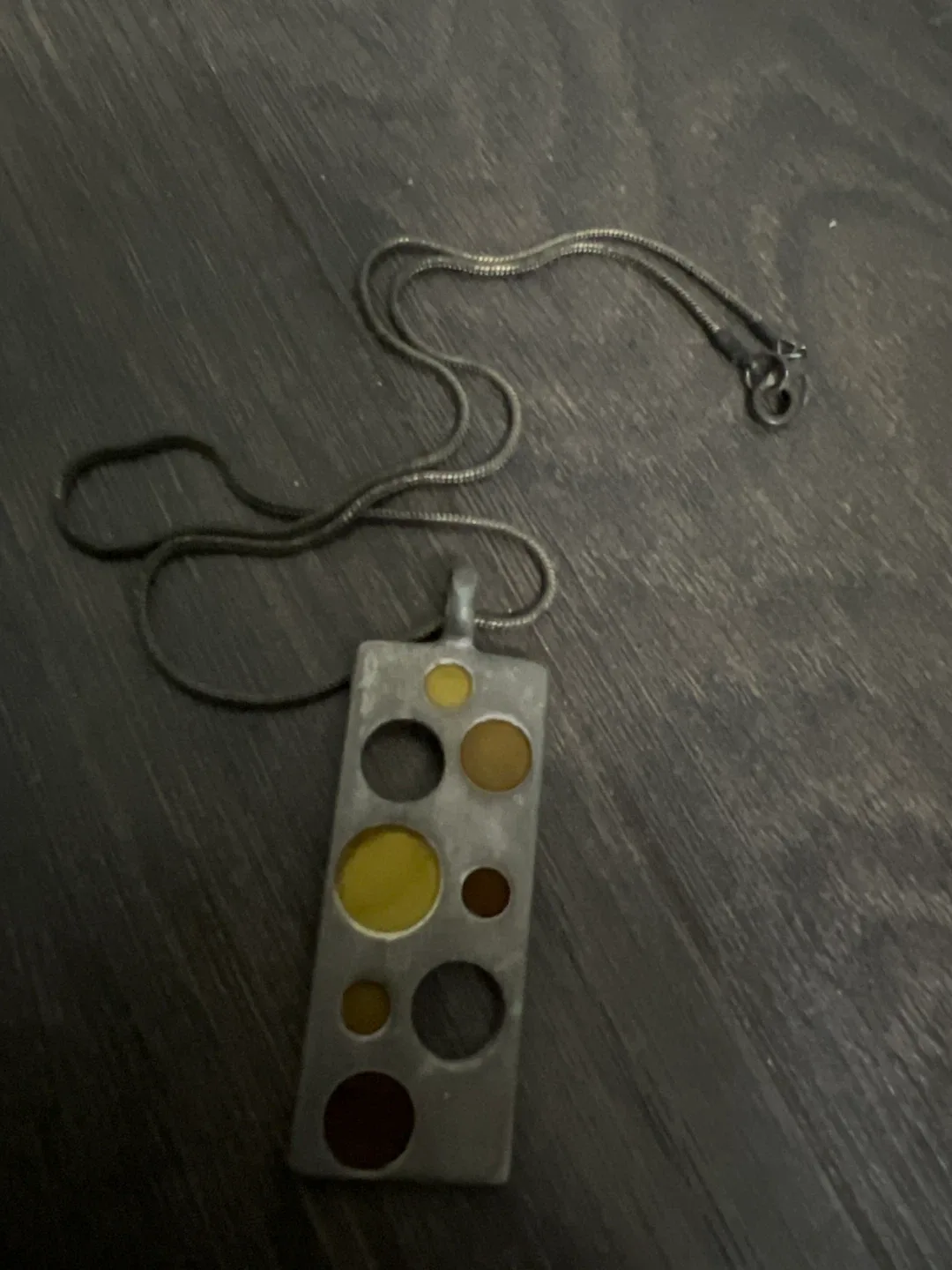 Pendant Necklace - Silver Tone with Coloured Circles