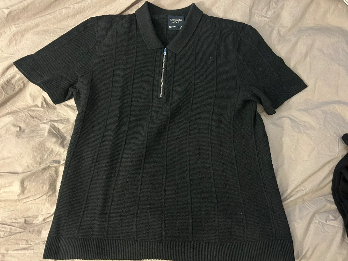 Abercrombie & Fitch Black Knit Polo Shirt