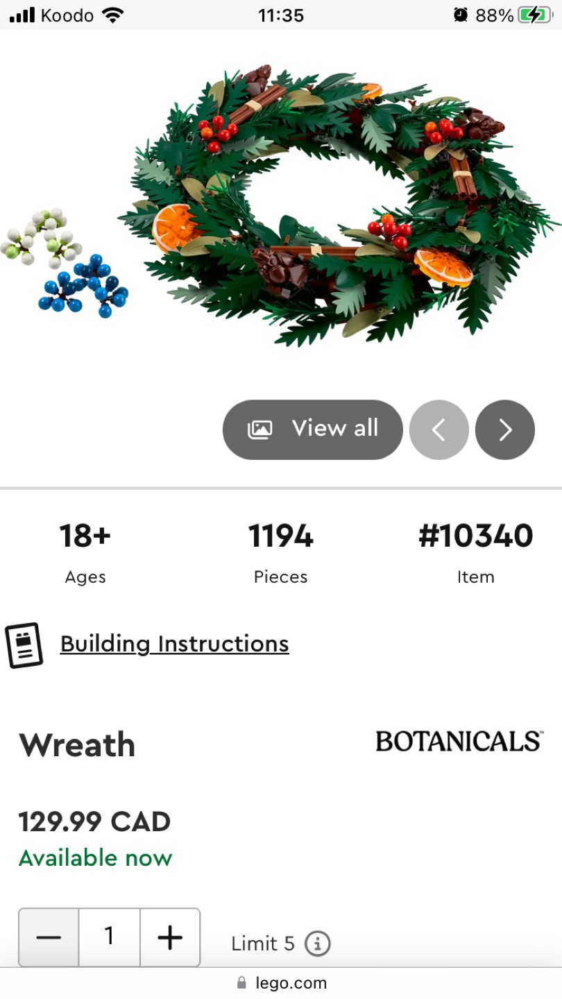 Lego Botanical Wreath 10340 mostly assembled - photo 3