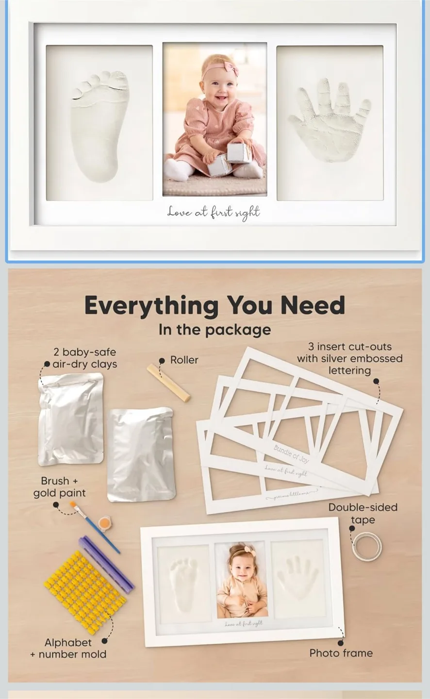 KeaBabies Duo Baby Handprint & Footprint Keepsake Frame image indicator(2)