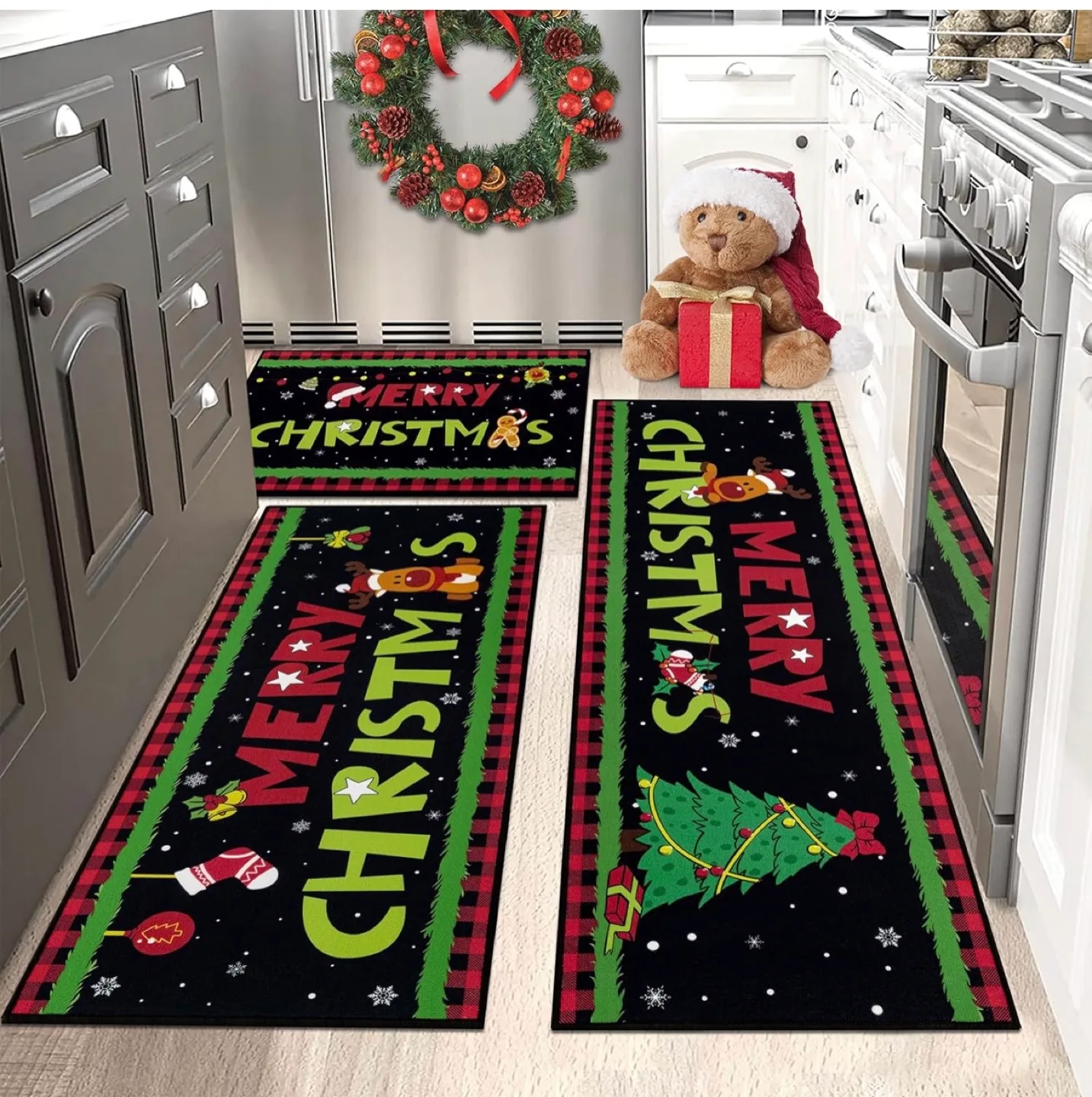 Christmas Kitchen Rug Set (3-Piece)