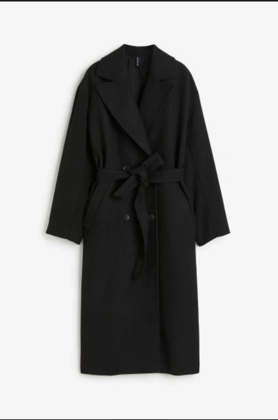 New H&M Double-breasted Black Coat - Size S