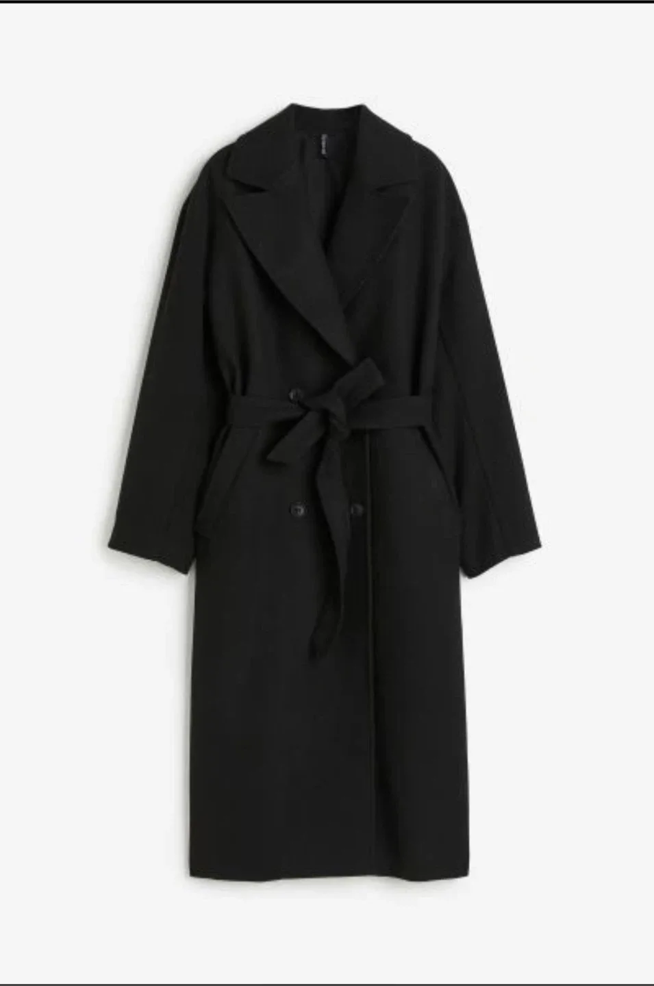 New H&M Double-breasted Black Coat - Size S