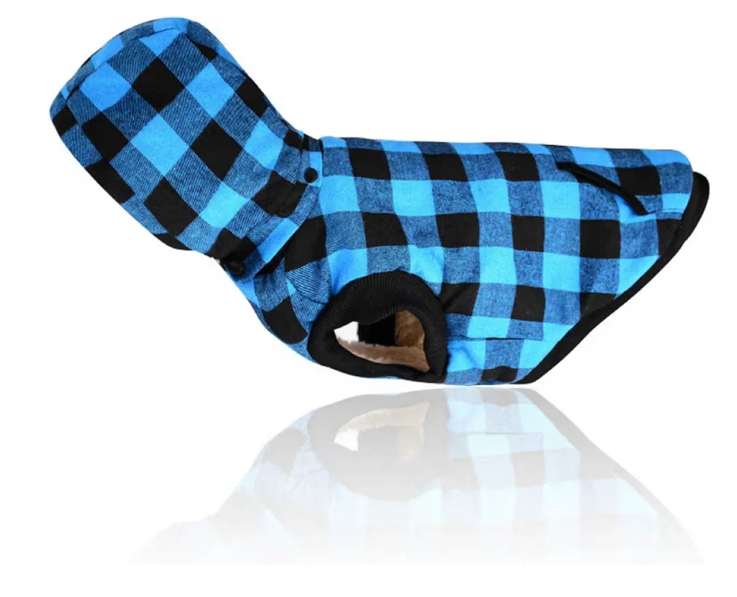 Blue & Black Plaid Dog Hoodie - Size S image indicator(2)