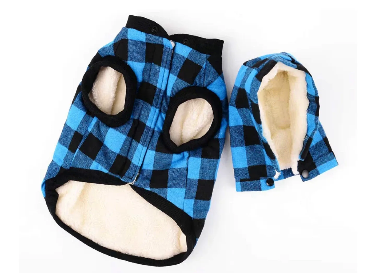 Blue & Black Plaid Dog Hoodie - Size S image indicator(9)