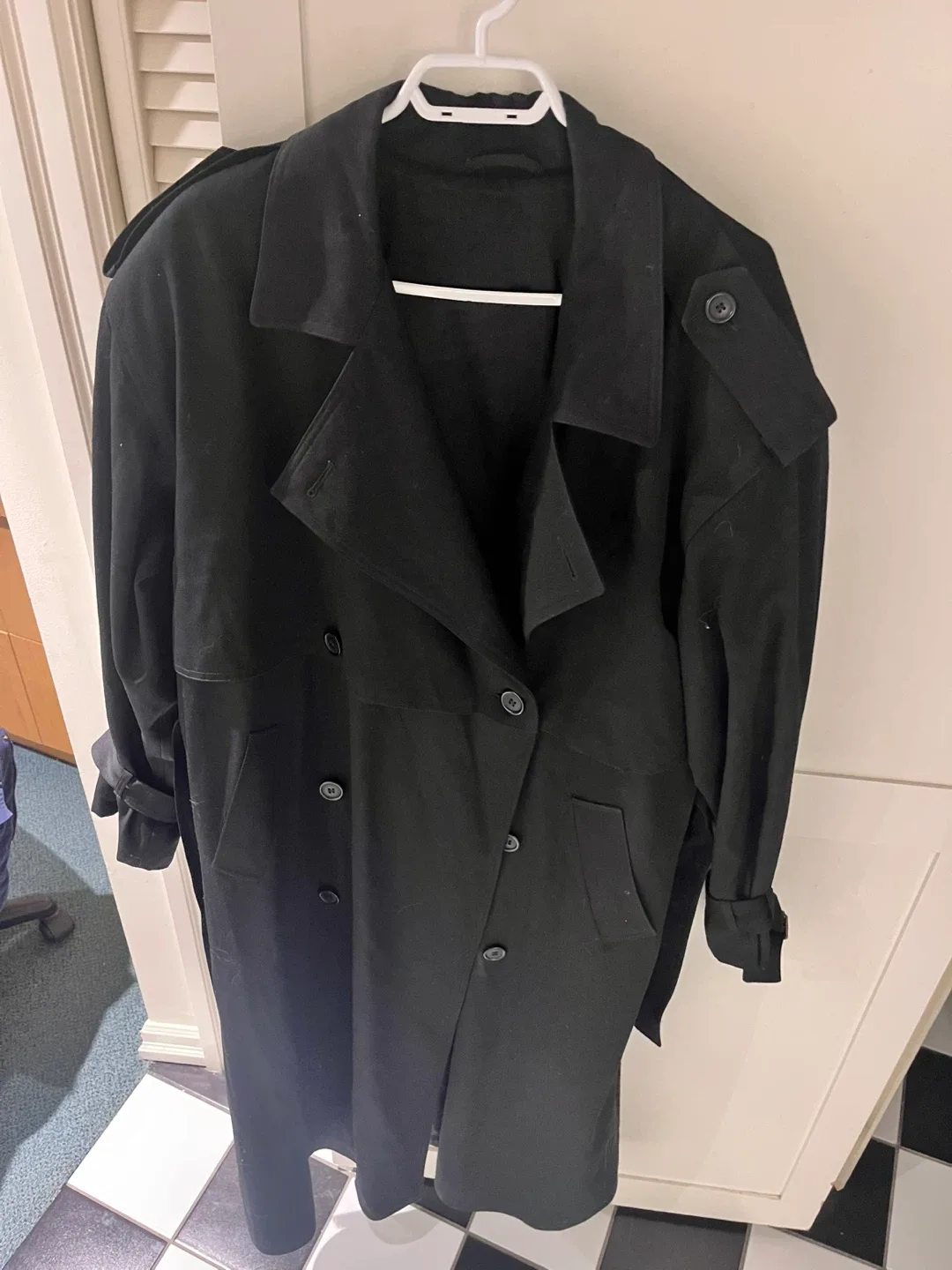 Paolo Barone Black Wool Trench Coat image indicator(2)