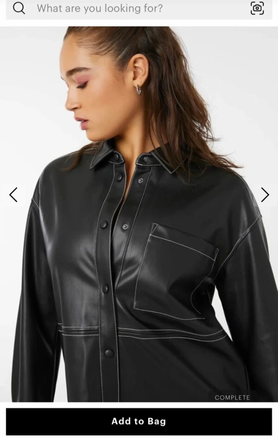 Brand New A.C.W. Faux Leather Button Up - Small