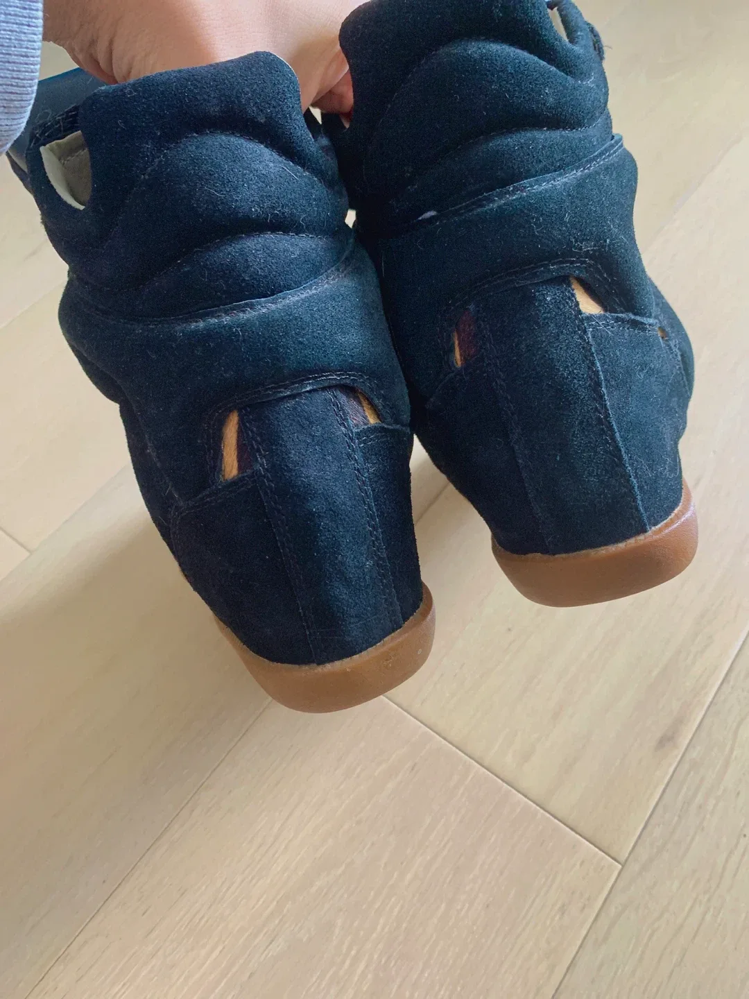 Isabel Marant Black Suede Wedge Sneakers Size 38 image indicator(3)