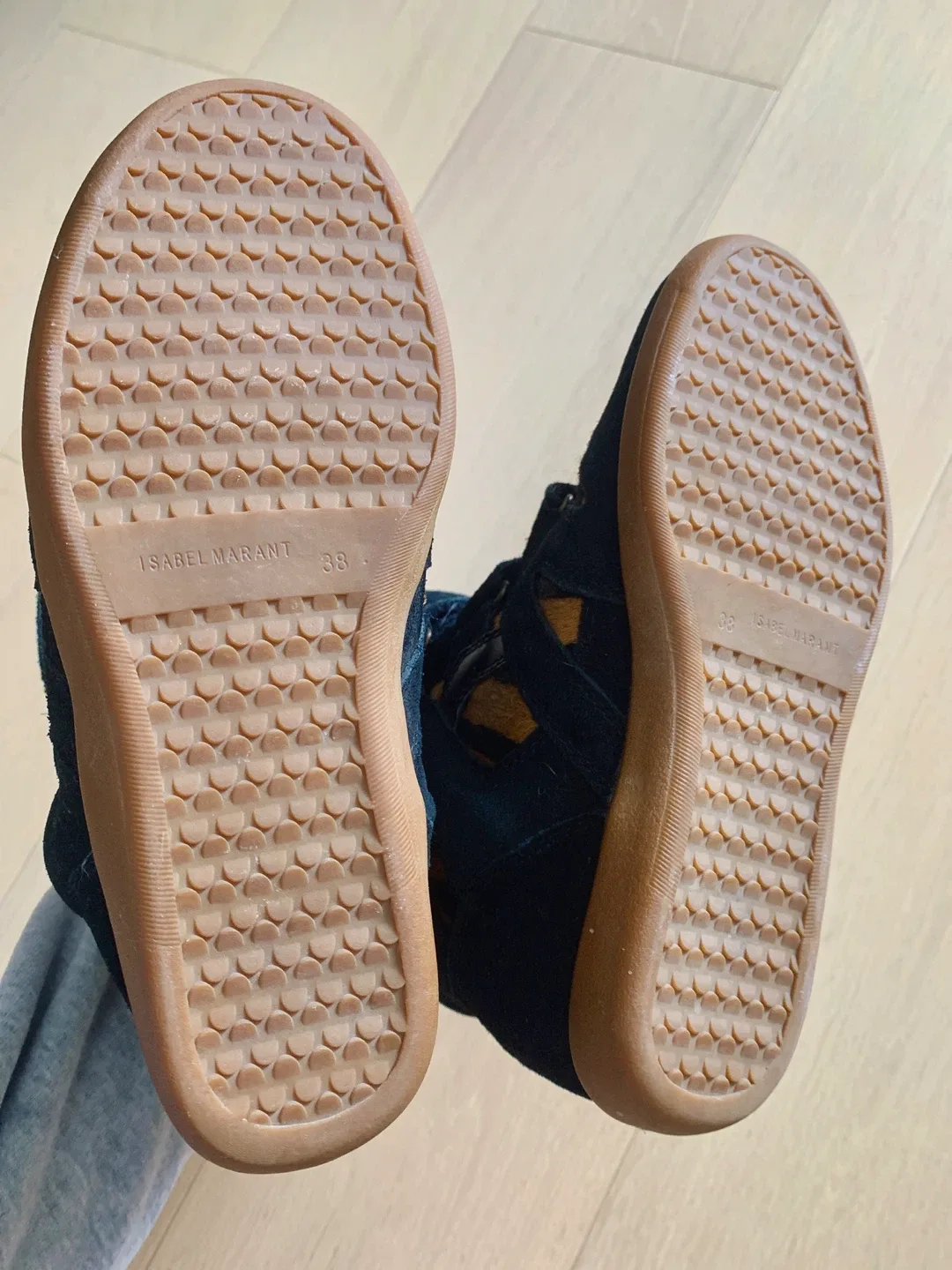 Isabel Marant Black Suede Wedge Sneakers Size 38 image indicator(4)