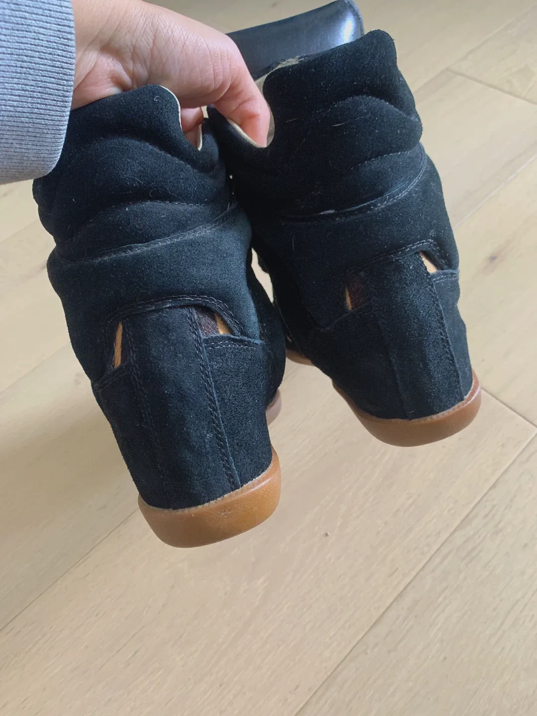 Isabel Marant Black Suede Wedge Sneakers Size 38 image indicator(8)