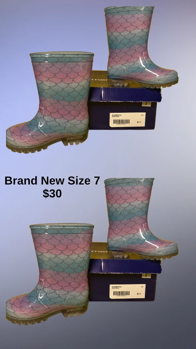 Brand New Elements Kids Rain Boots - Size 7