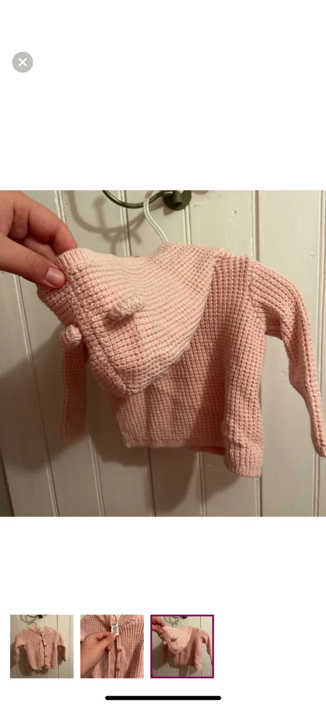 Carter's 6M Pink Knit Baby Cardigan image indicator(3)