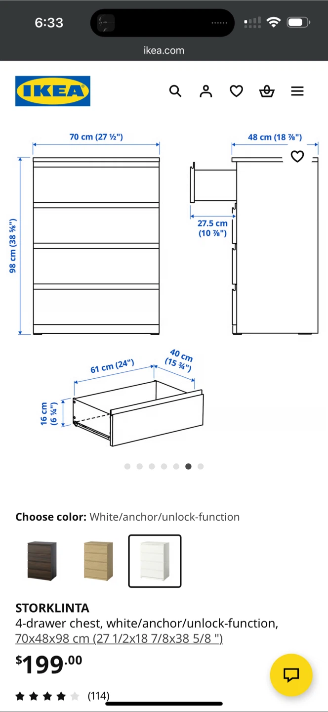 IKEA STORLINTA 4-Drawer Chest - White - photo 3