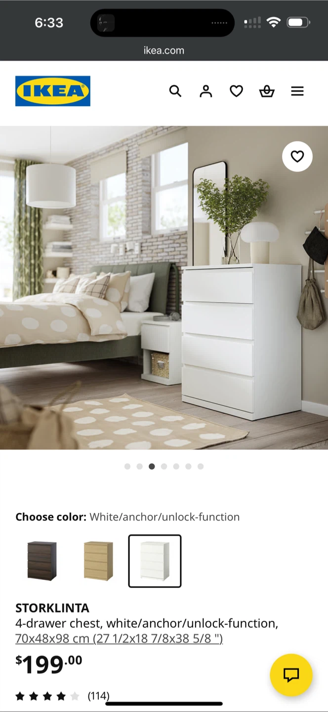 IKEA STORLINTA 4-Drawer Chest - White - photo 2