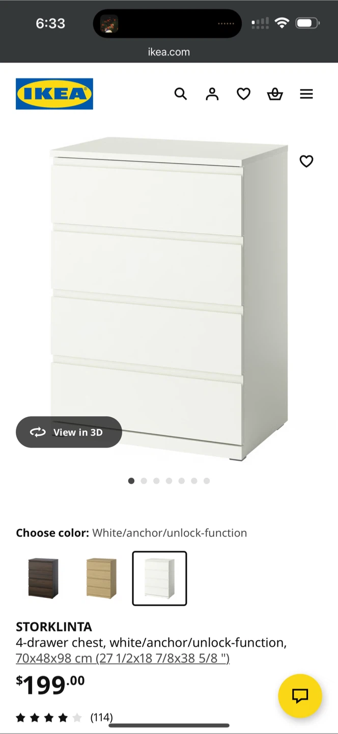 IKEA STORLINTA 4-Drawer Chest - White