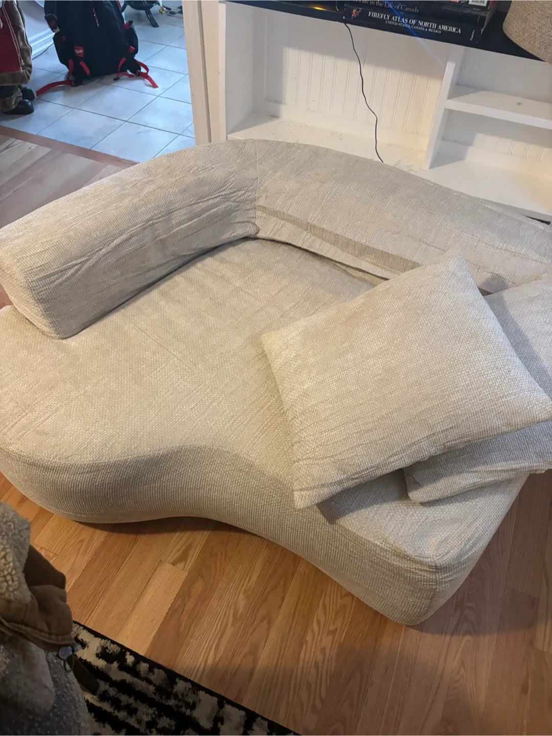 Unique Curved Sofa couch with 2 Pillows- AS IS image indicator(4)