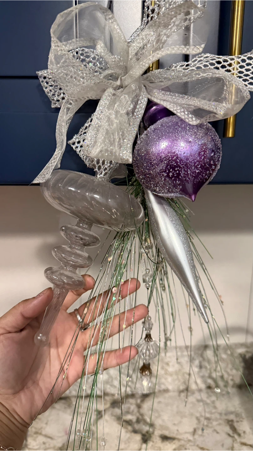Assorted Holiday Ornaments - Purple & Silver