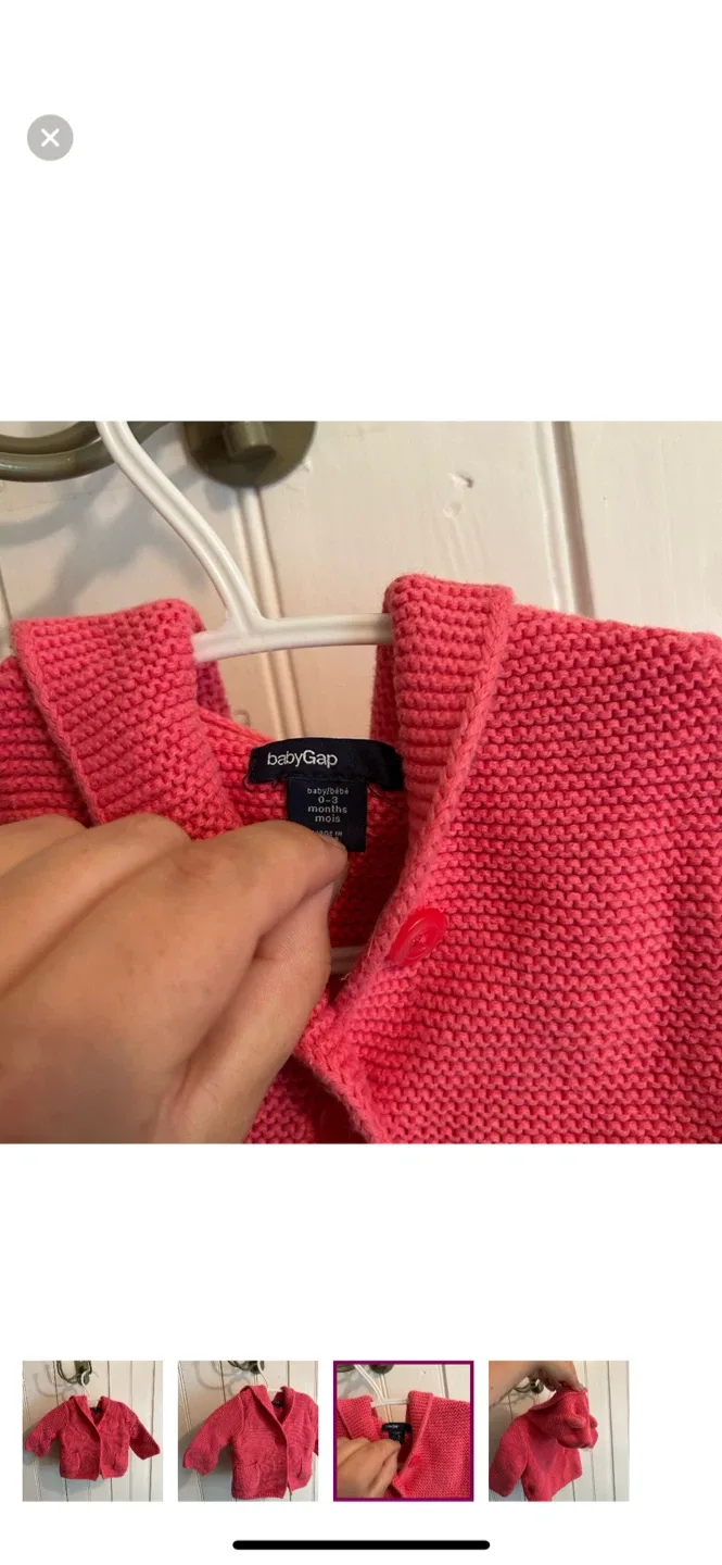 Baby Gap Pink Knit Cardigan 3-6 Months image indicator(3)