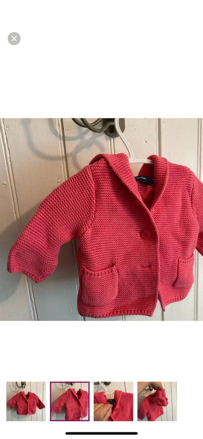 Baby Gap Pink Knit Cardigan 3-6 Months image indicator(2)
