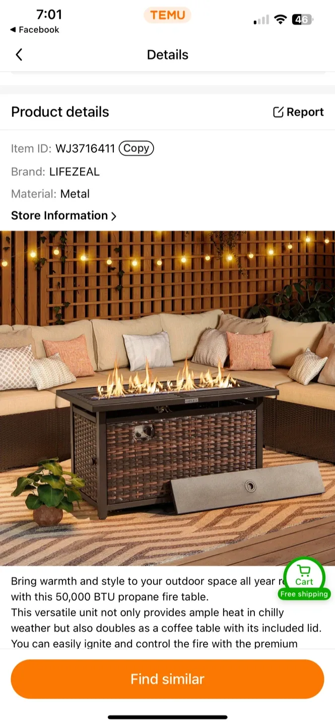 Brand new fire table $325