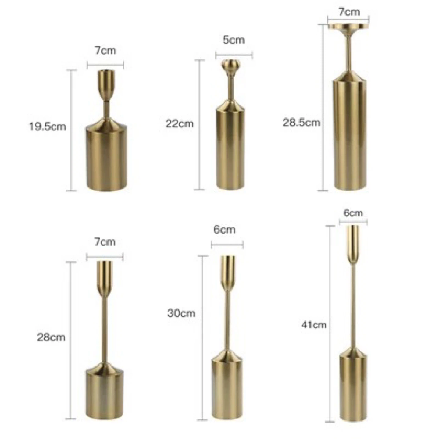 Gold Metal Candle Holders - Set of 6 - photo 3