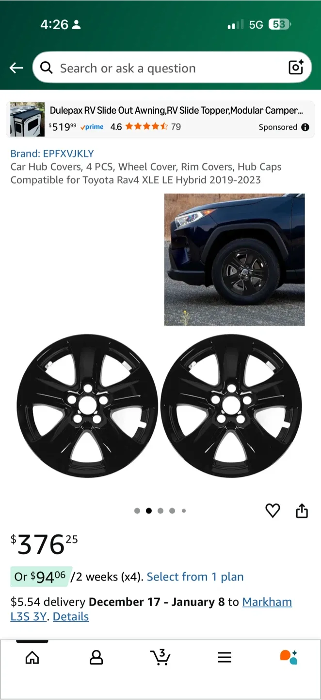 Car Hub Covers （4pcs）for Toyota Rav4