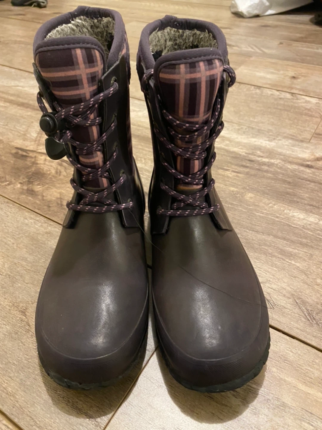 Bogs Amanda Plaid Waterproof Boots- Youth US 2