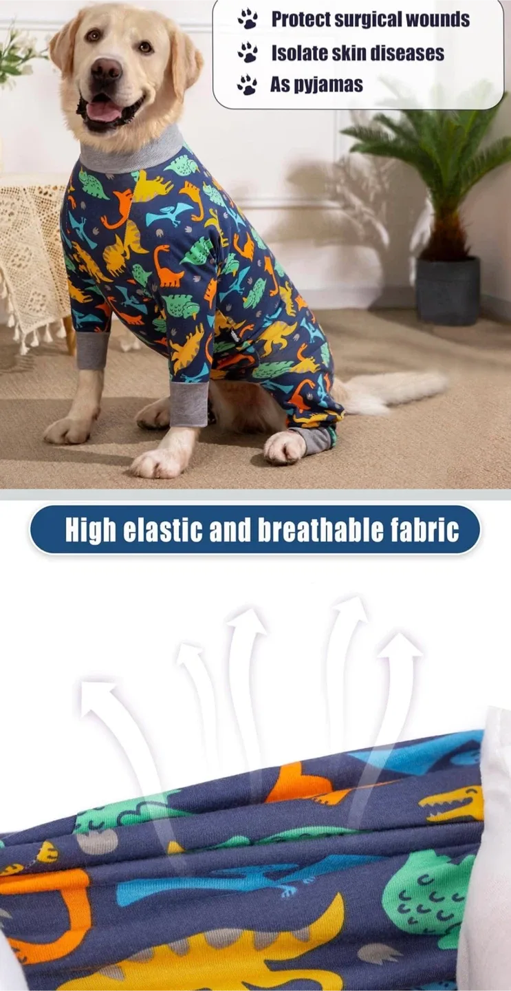 Dinosaur Print Dog Pajamas for M to L size breeds image indicator(9)