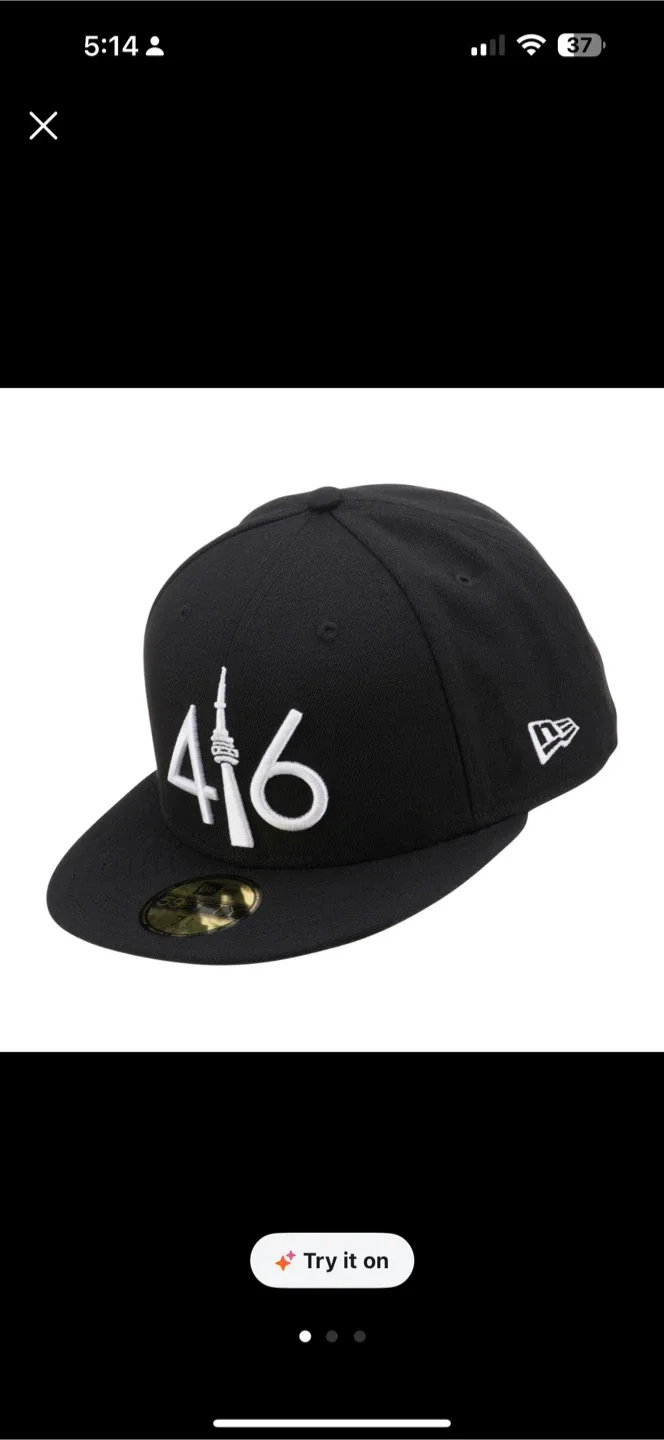 New Era 416 59FIFTY Black/White Hat - Size 7 3/8