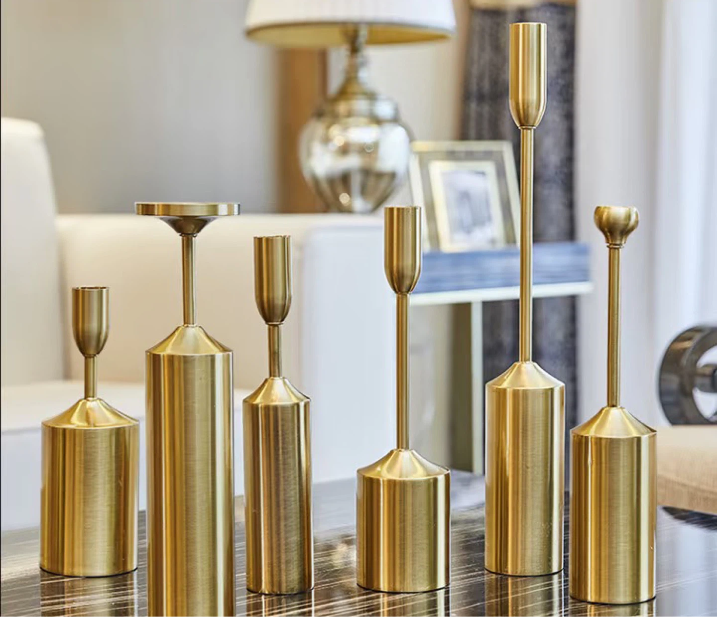 Gold Metal Candle Holders - Set of 6 - photo 4