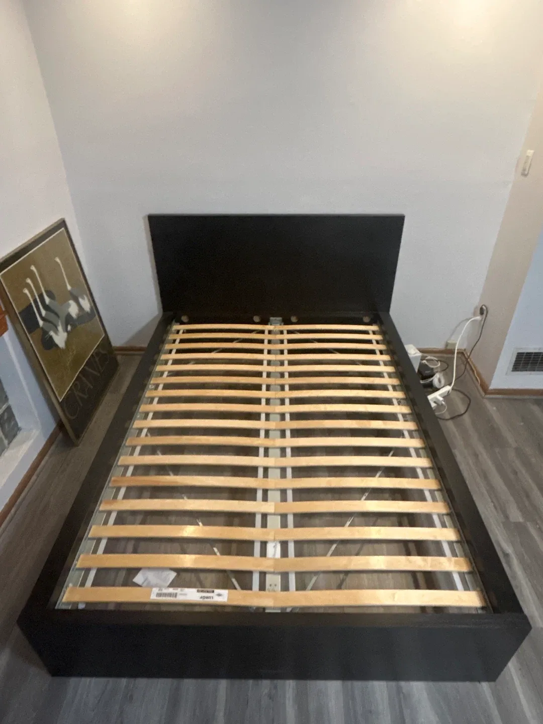 MALM Bed frame, dark brown veneer, full