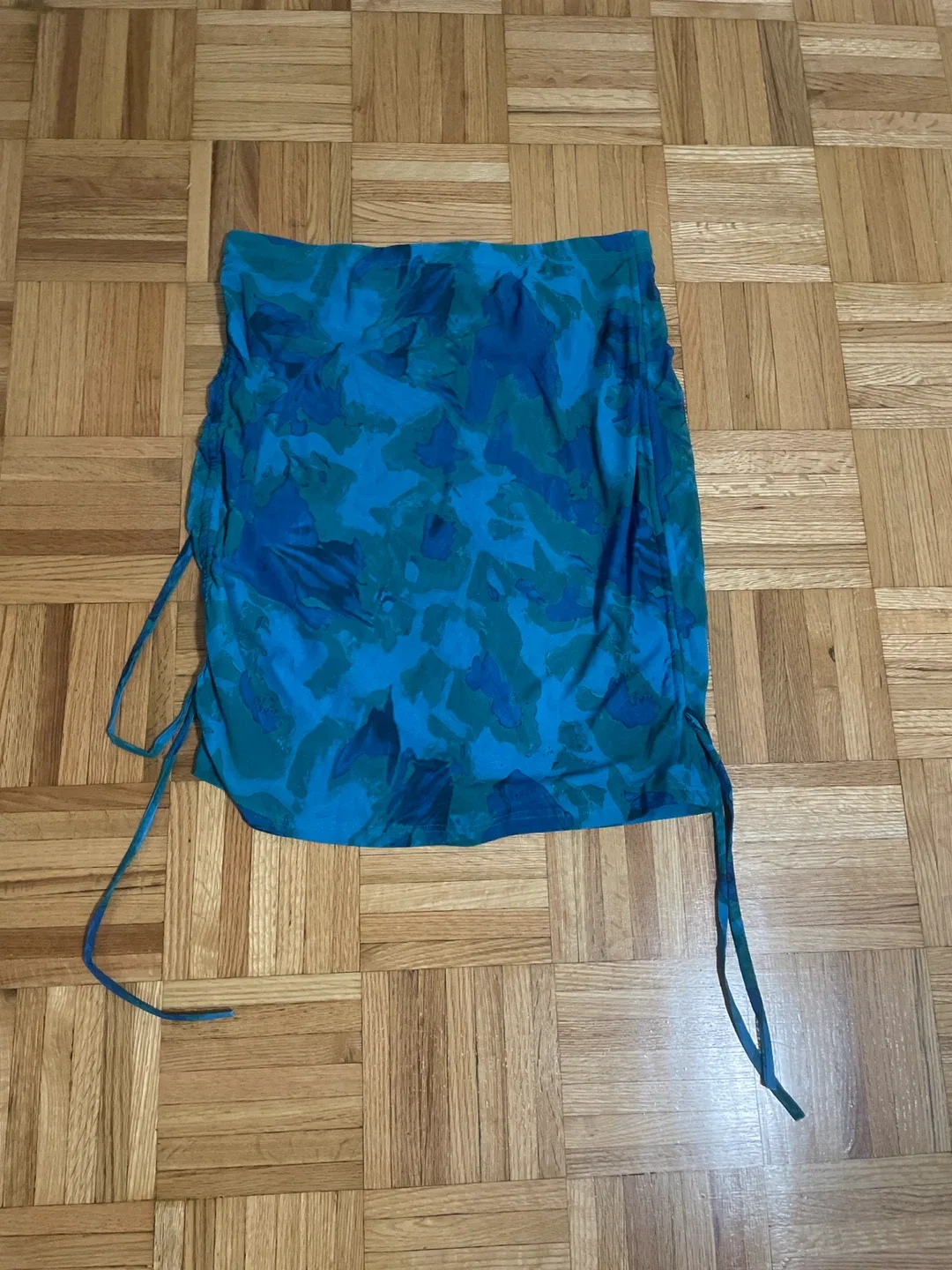 Blue Patterned Mini Skirt