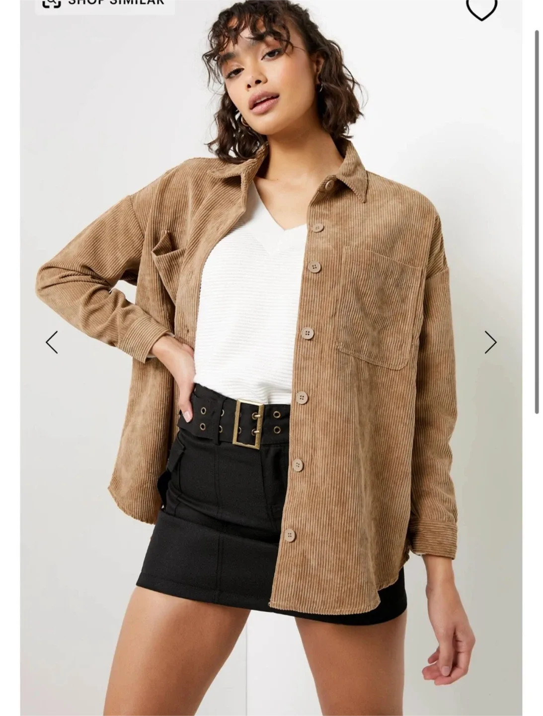 Ardene Corduroy Shirt - Size Small