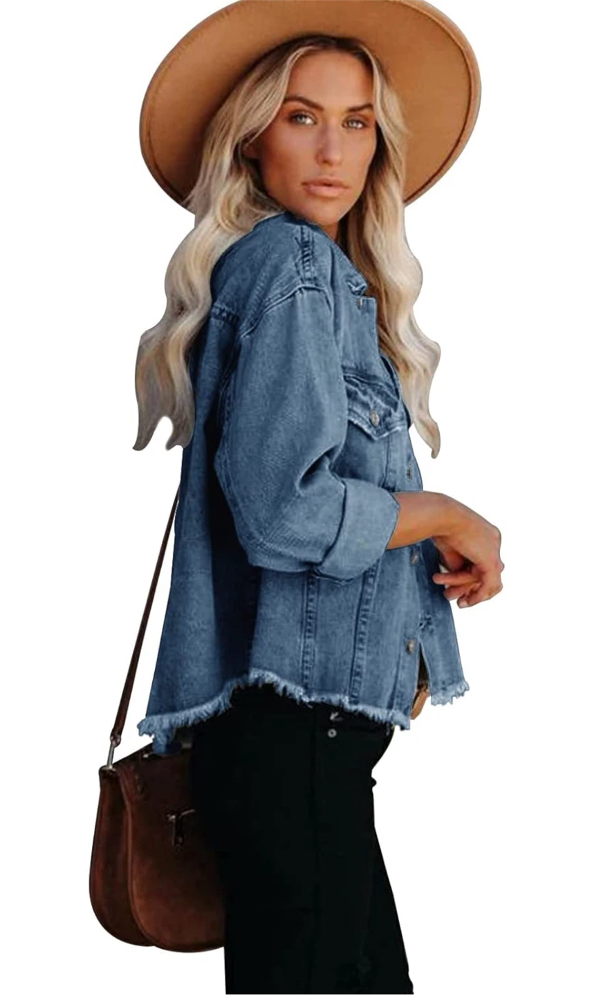 NEW! Cropped Cotton Short Mini Ripped Jean Denim Jacket - photo 3