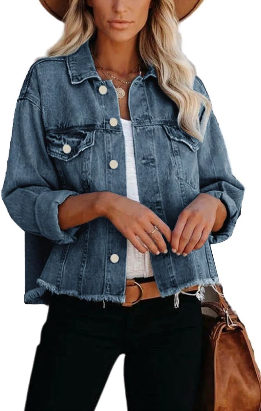 NEW! Cropped Cotton Short Mini Ripped Jean Denim Jacket