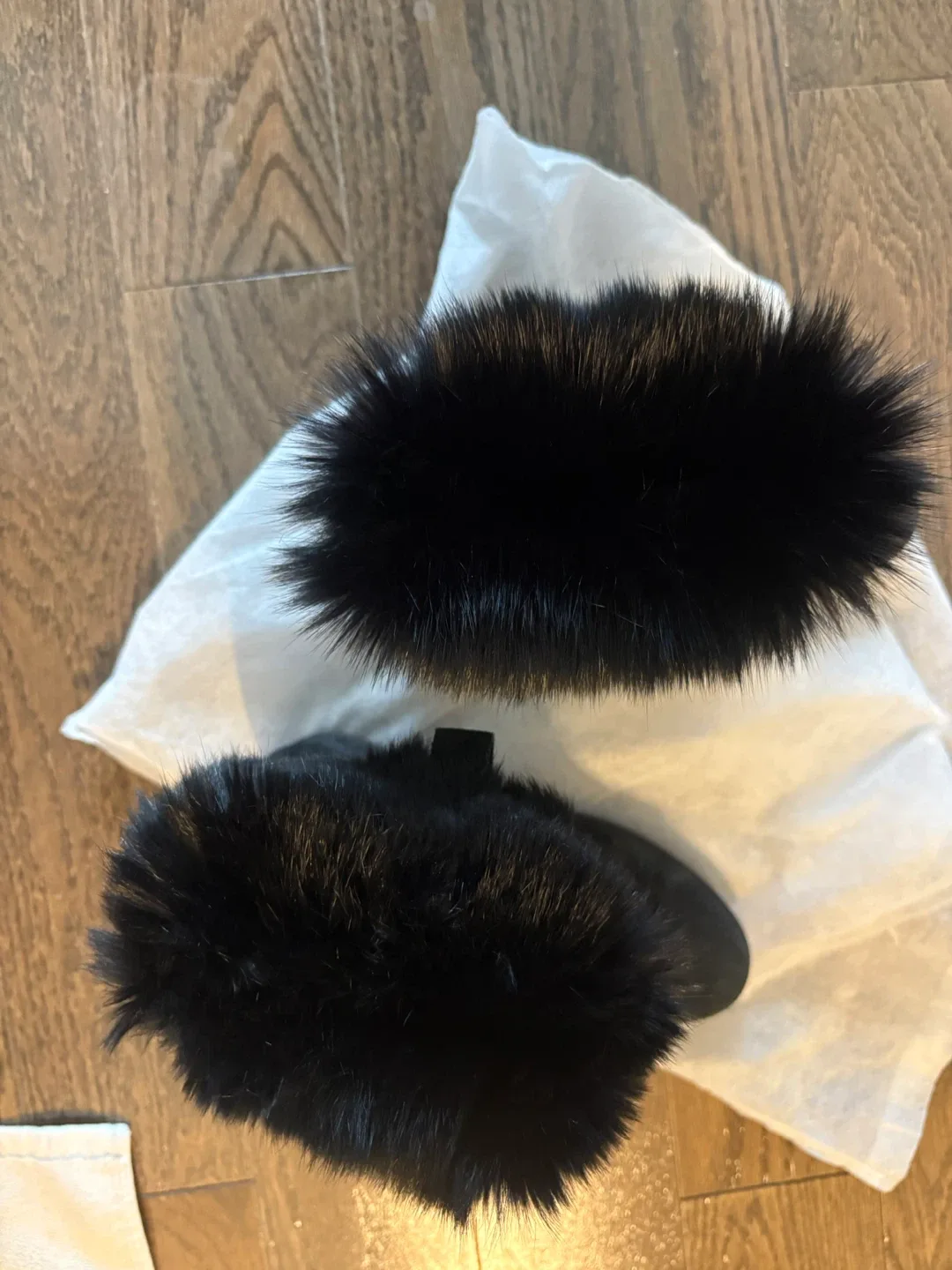 Schutz Black Suede Fur Trim Boots Size 9.5 image indicator(4)