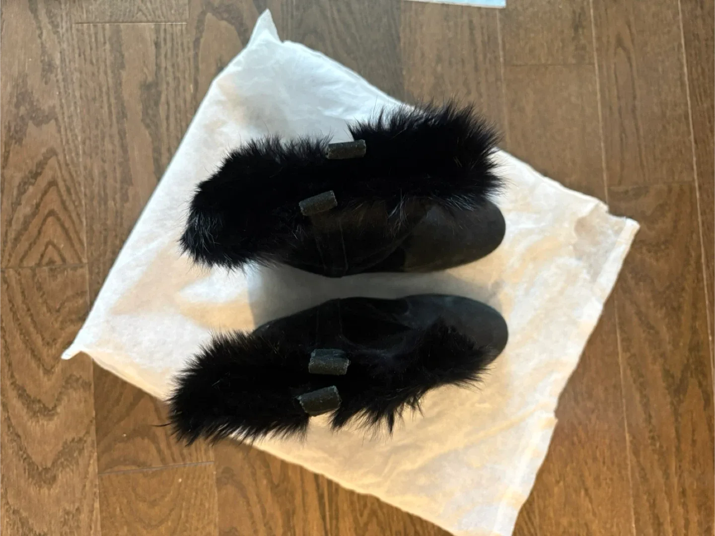 Schutz Black Suede Fur Trim Boots Size 9.5 image indicator(3)