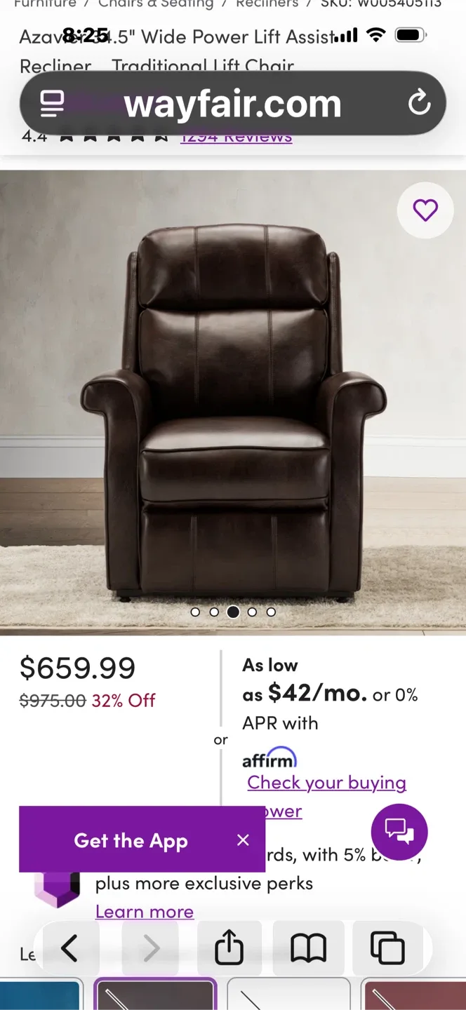 Azavier 34.5" Wide Power Lift Assist Recliner