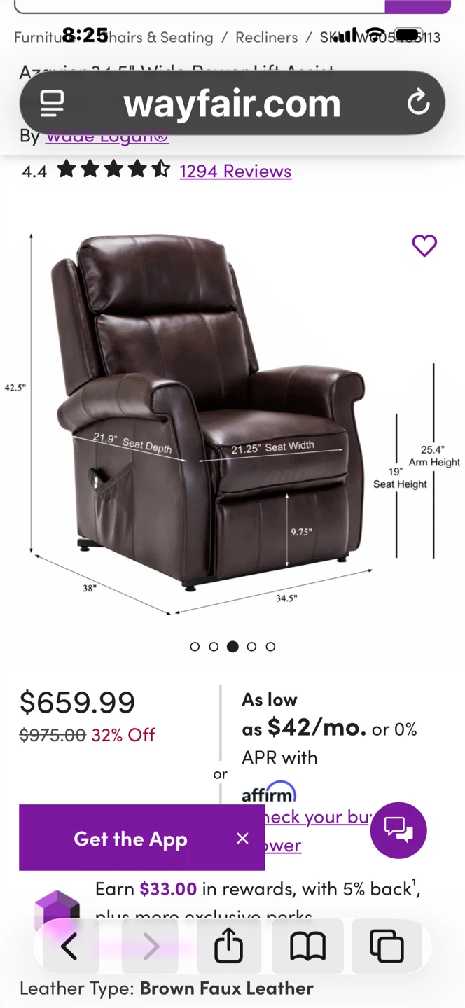 Azavier 34.5" Wide Power Lift Assist Recliner - photo 4
