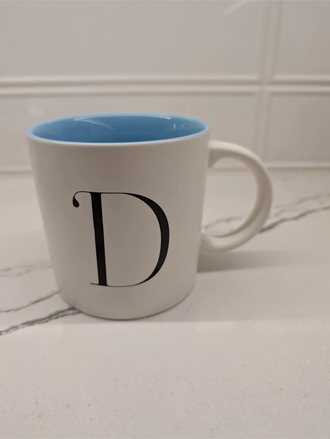 Indigo 'D' Mug - White with Blue Interior