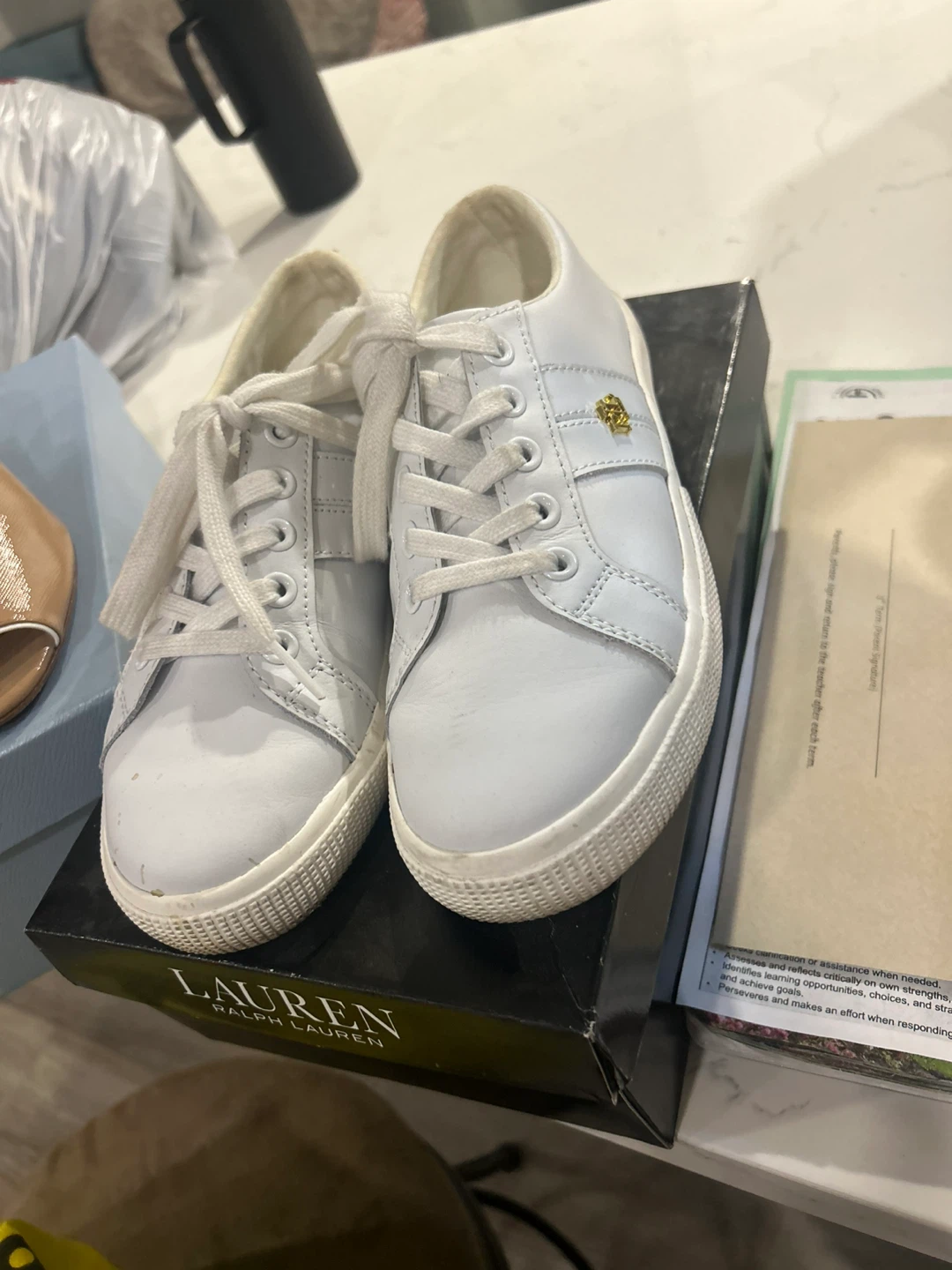 Ralph Lauren Janson II White Sneakers - Size 6
