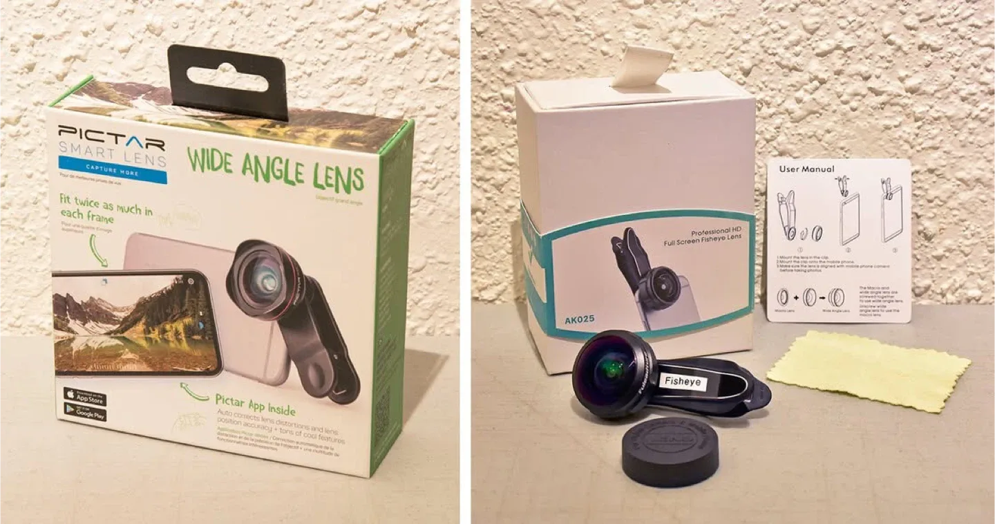 18mm Wide Angle + Fisheye Clip-on Lenses (new)