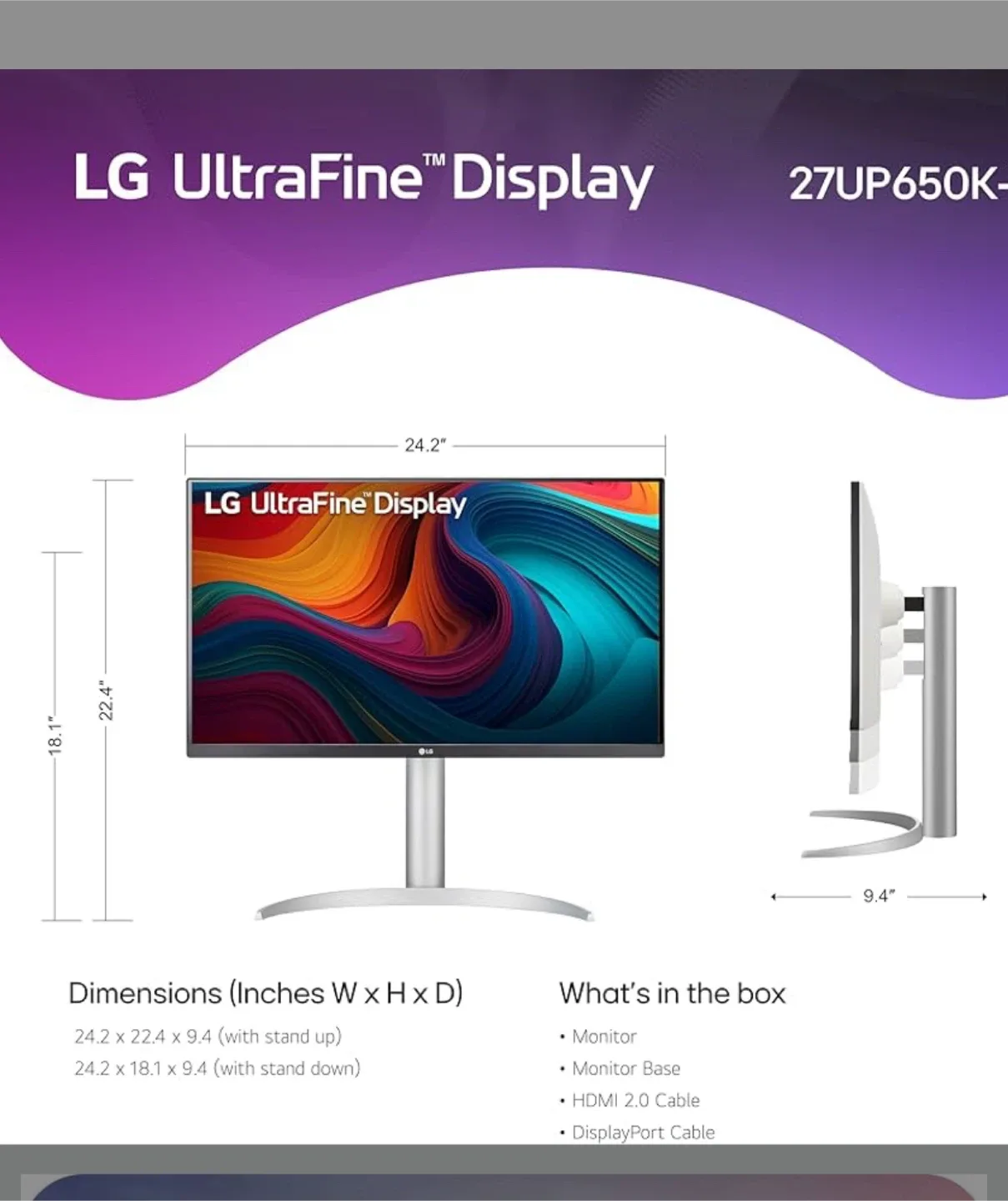 LG 27” 4K Ultra HD Monitor (27UP650-W) image indicator(3)