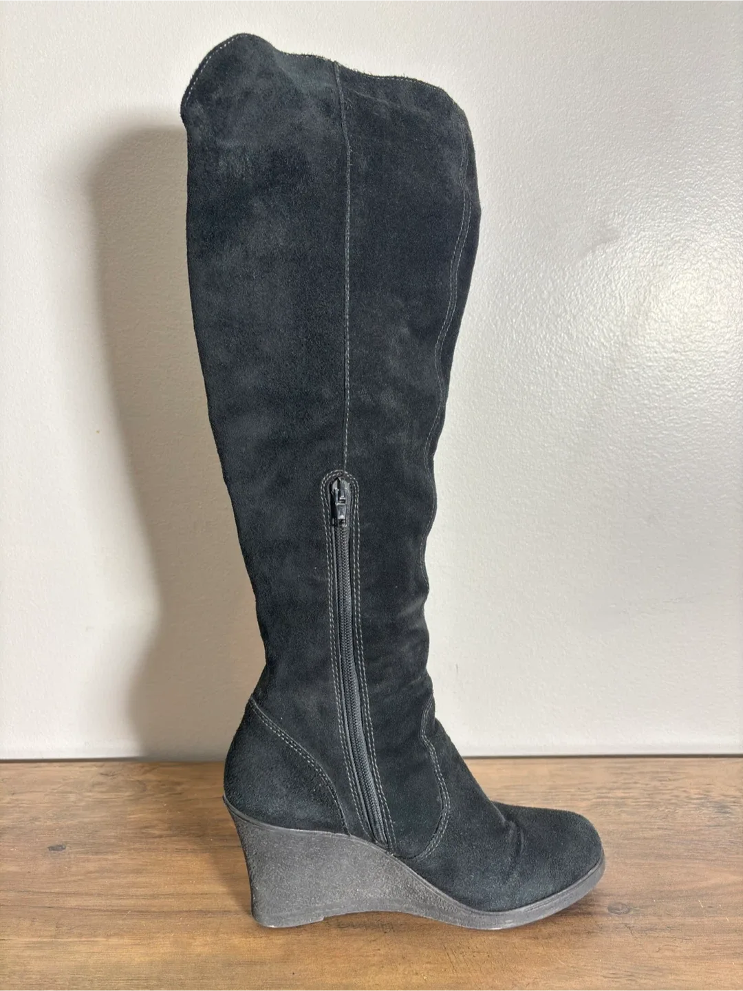 ALDO Black Suede Wedge Over-the-Knee Boots - Grab It Today! image indicator(2)