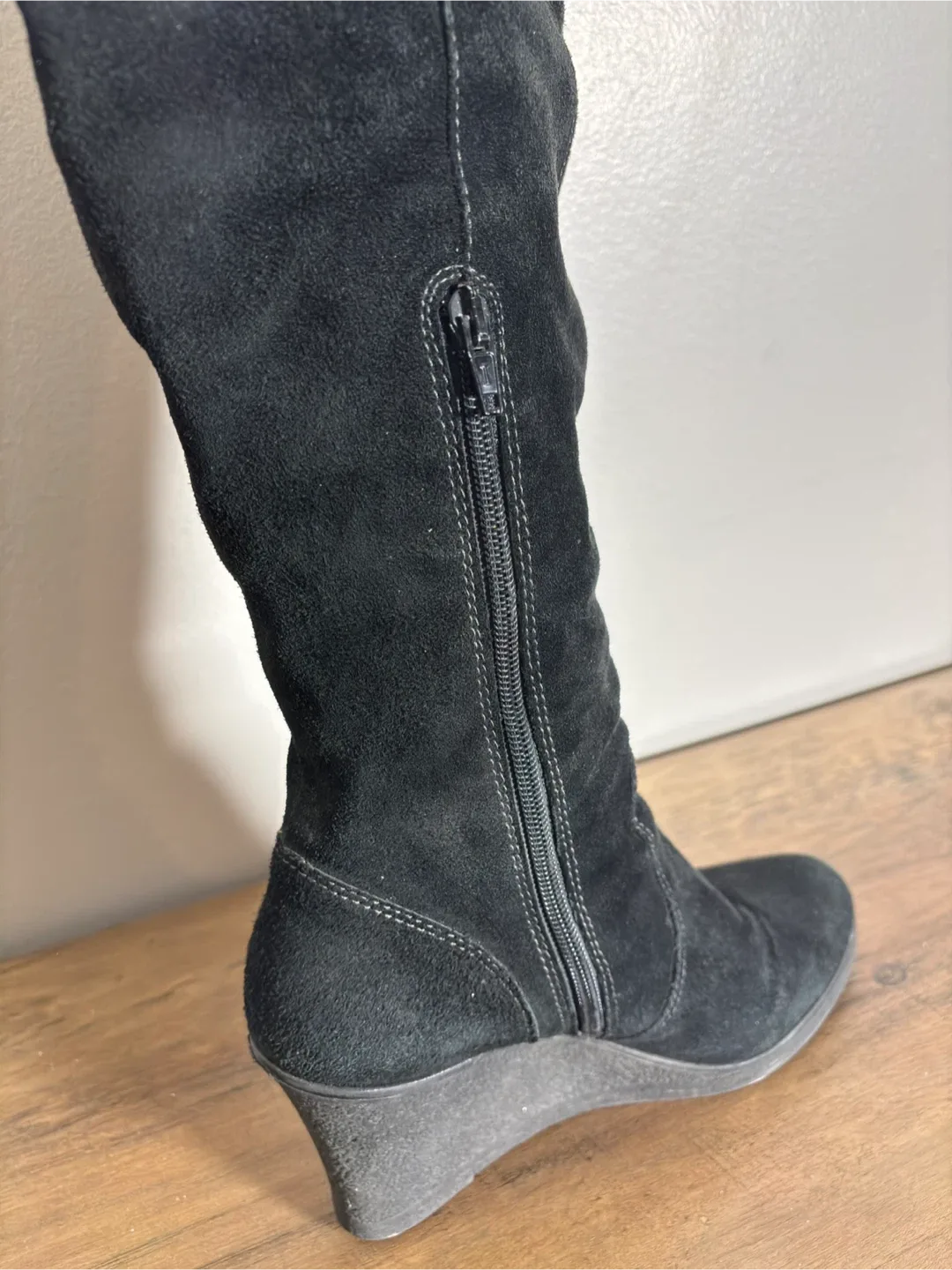 ALDO Black Suede Wedge Over-the-Knee Boots - Grab It Today! image indicator(3)