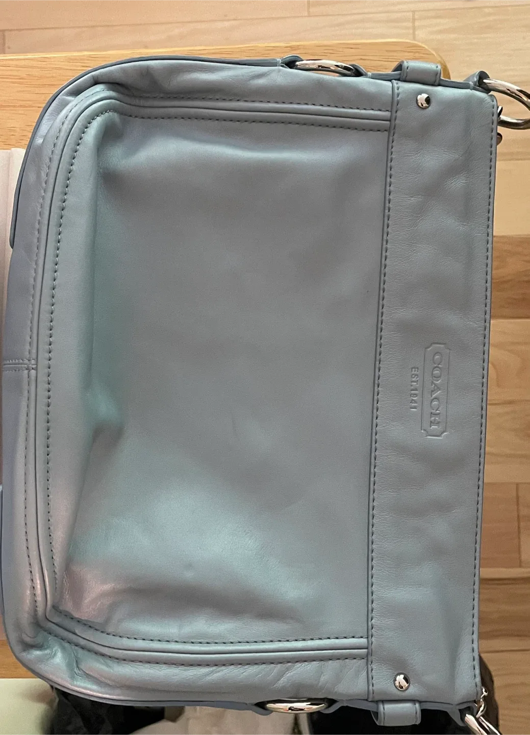 Coach Leather Shoulder Bag - Light Blue