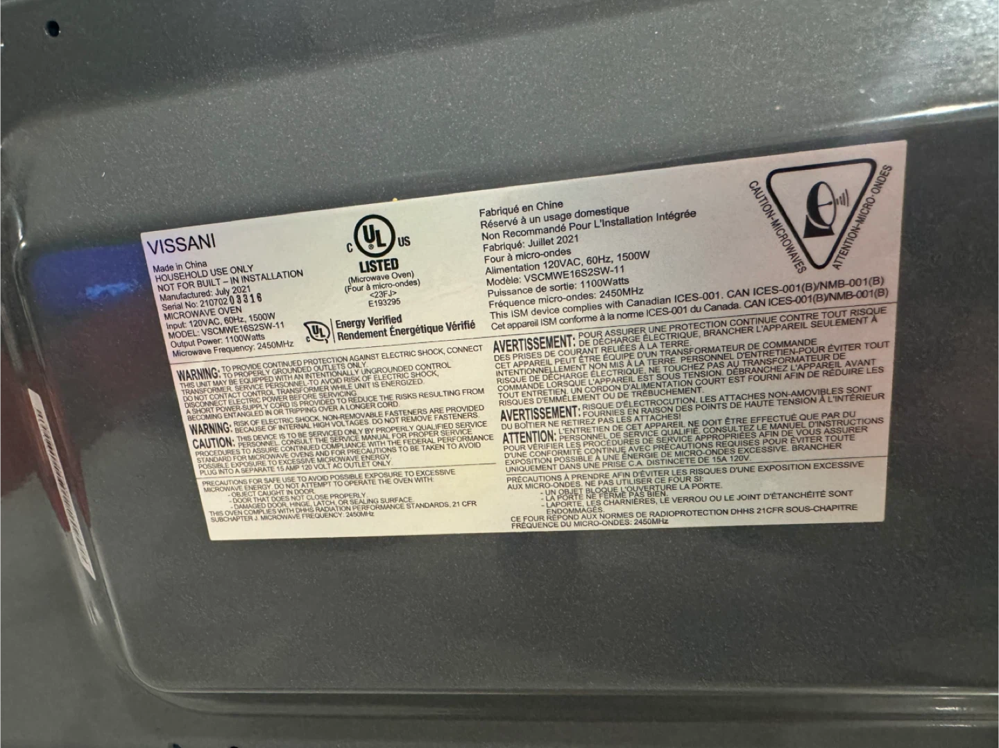 Vissani Microwave Oven - photo 5
