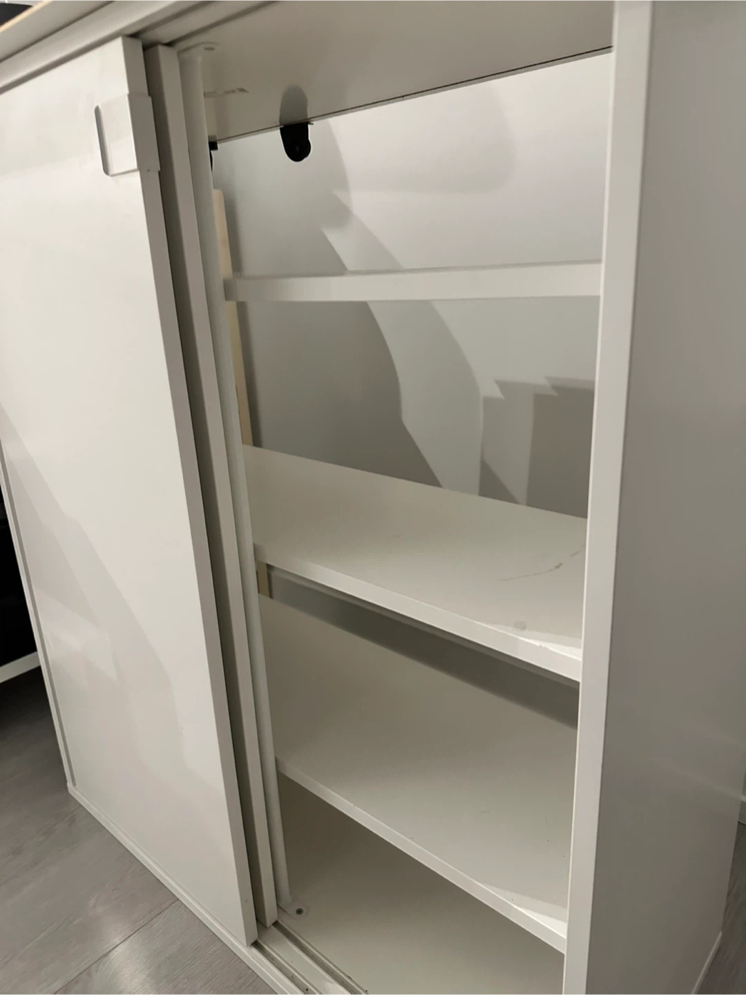 White Shoe Cabinet with Sliding Doors - photo 2