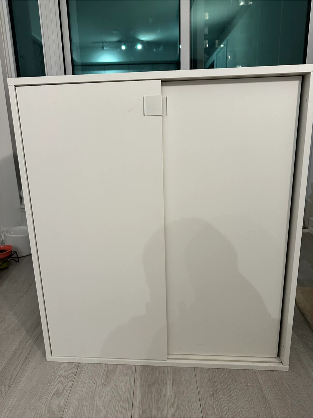White Shoe Cabinet with Sliding Doors - photo 3